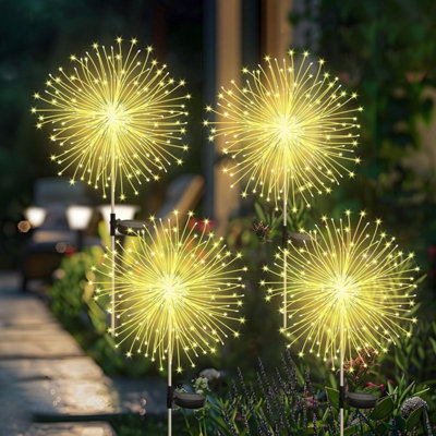 Cnmtcco 4 Pack Solar Garden Lights120 Led Outdoor 8 Modes Starburst Light Waterproof For Lawn Pathway Patio Yard Party Backyard from B&Q