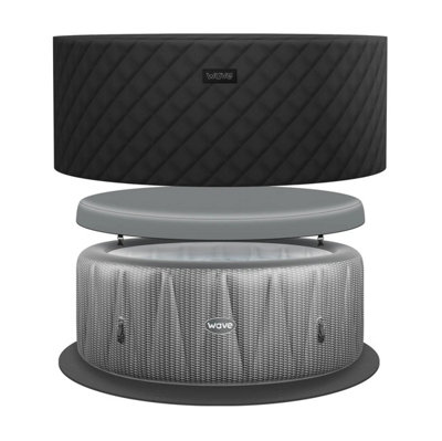 Wave Spas Wave Atlantic 6-Person Round Inflatable Hot Tub & Spa Bundle130-Jet Massage SystemThermal Cover & Foam MatGrey Rattan from B&Q