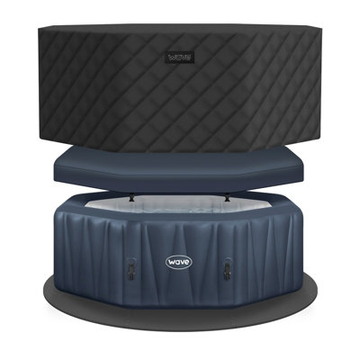 Wave Spas Wave Aegean 6-Person Round Inflatable Hot Tub & Spa Bundle130-Jet Massage SystemThermal Cover & Foam MatNavy from B&Q
