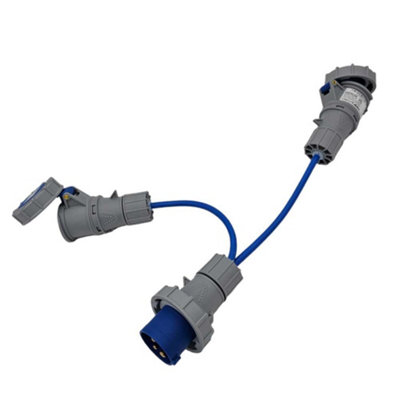 Hdiuk16 Amp Ip67 Cee 2-Way 230V Power Distribution Splitter Uk Made (0.3 Metres) from B&Q