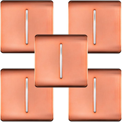 Trendiswitch Trendi Modern 1 Gang 1 Or 2 Way Screwless Rocker Switch In Copper (Pack Of 5) Light
