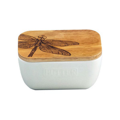 The Just Slate Company Dragonfly White Butter Dish from B&Q