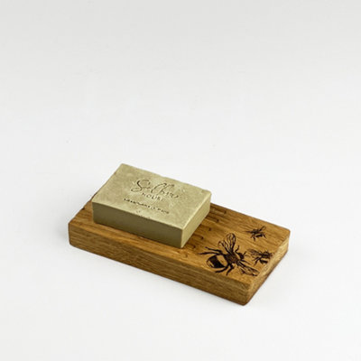 The Just Slate Company Oak Soap Dish & Soap SetBee from B&Q