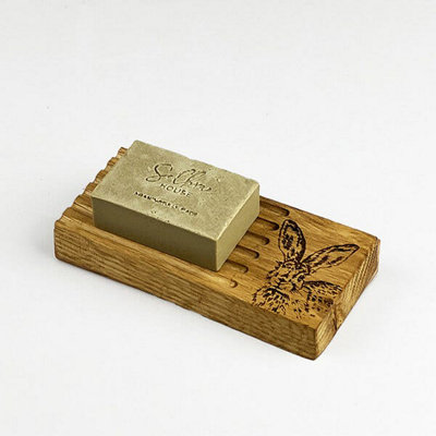 The Just Slate Company Hare Oak Soap Dish & Soap Set from B&Q