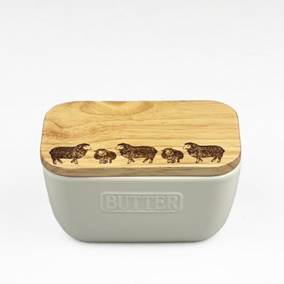 The Just Slate Company Sheep White Butter Dish from B&Q