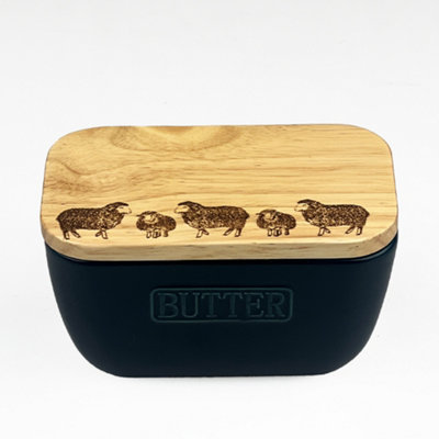 The Just Slate Company Sheep Blue Butter Dish from B&Q