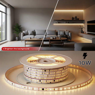 Brightex LED Brightex 10M Smd Led Strip Light Warm White 220V Flexible Super Bright Ip65 Led Tape With Connector For Indoor & Outdoor from B&Q