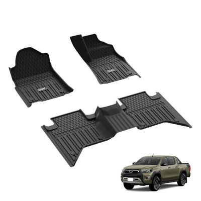 3 W Floor Mats Fit For Toyota Hilux 2020-2026 (Not Manual Or Hybrid)All Weather Thorex Car Protection LinerPet Friendly Heavy from B&Q