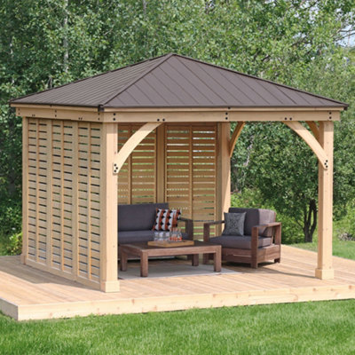 3.7M (12Ft) Meridian Gazebo With Double Privacy Wall from B&Q