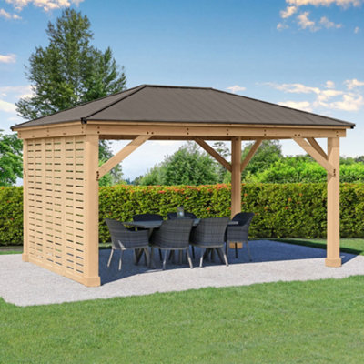 Meridian Gazebo 12Ft X 16Ft (3.7M X 4.9M) With Single Privacy Wall from B&Q