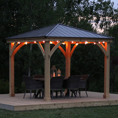 Yardistry Direct UK 12Ft X 12Ft (3.7 X 3.7M) Cedar Gazebo With Aluminium Roof & Pvc Guttering from B&Q