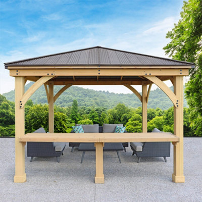 B&Q X (3.7M X 3.7M) Meridian Gazebo With Wooden Bar Counter 12Ft