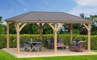 Meridian Gazebo 12Ft X 20Ft (3.7M X 6.2M) With Rain Guttering from B&Q
