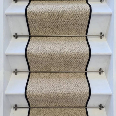RainbowHome Herringbone Beige Biscotti Stair Runner With 100 % Wool Edge Sample from B&Q