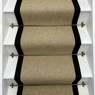 RainbowHome Andes Beige Stair Runner With 100% Black Cotton Border 65 600 from B&Q