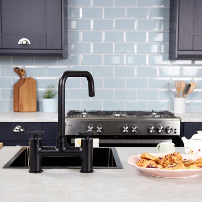 Flode Kraft Industrial Bridge Style 3 In 1 Instant Boiling Tap Matt Black Finish from B&Q