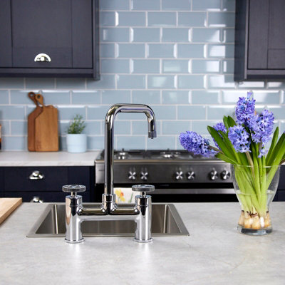 Flode Kraft Industrial Bridge Style 3 In 1 Instant Boiling Tap Polished Chrome Finish from B&Q