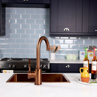 Flode Kraft Solo Industrial Style Single Lever 3 In 1 Instant Boiling Tap Brushed Copper Finish from B&Q