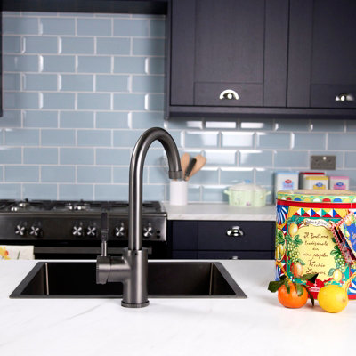 Flode Kraft Solo Industrial Style Single Lever 3 In 1 Instant Boiling Tap Gun Metal Finish from B&Q