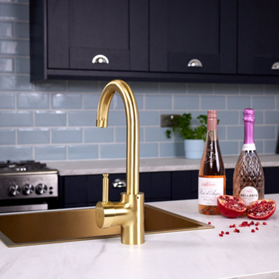 Flode Solo Single Lever 3 In 1 Instant Boiling Tap Brushed Brass Finish from B&Q