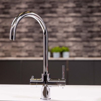 Flode Svan 3 In 1 Instant Boiling Hot Water Tap Polished Chrome Finish from B&Q