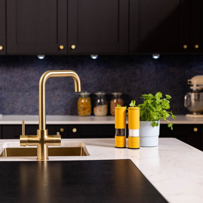 Flode Tre 3 In 1 Boiling Water Tap Brushed Brass Finish from B&Q