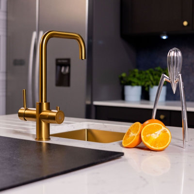 Flode Tre 3 In 1 Boiling Water Tap Brushed Gold Finish from B&Q