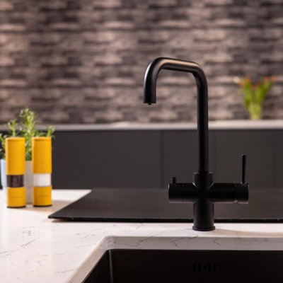 Flode Tre 3 In 1 Boiling Water Tap Matt Black Finish from B&Q