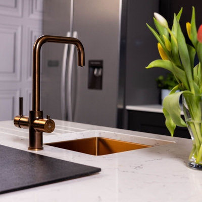 Flode Vier 4 In 1 Instant Boiling Hot & Filtered Cold Water Tap Brushed Copper Finish from B&Q