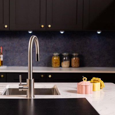 B&Q -  Dolja Kitchen Sink Mixer With Concealed Pull Out Hose And Spray Head Brushed Steel