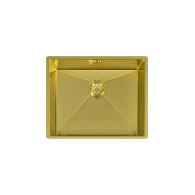 Flode Mockeln1.0 Bowl Stainless Steel Kitchen SinkInset Or UndermountedBrushed Brass Finish540mm X 440mm X 200mm from B&Q