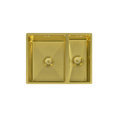 Flode Mockeln1.5 Bowl Stainless Steel Kitchen SinkInset Or UndermountedBrushed Brass Finish555mm X 440mm X 200mm from B&Q