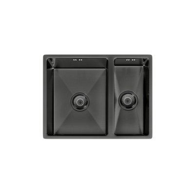 Flode Mockeln1.5 Bowl Stainless Steel Kitchen SinkInset Or UndermountedGun Metal Finish555mm X 440mm X 200mm from B&Q