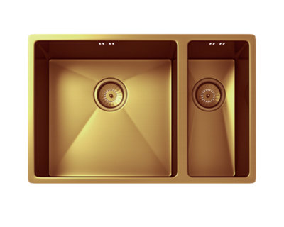 Flode Mockeln1.5 Bowl Stainless Steel Kitchen SinkInset Or UndermountedCopper Finish670mm X 440mm X 200mm from B&Q