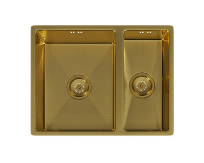 Flode Mockeln1.5 Bowl Stainless Steel Kitchen SinkInset Or UndermountedGold Finish555mm X 440mm X 200mm from B&Q