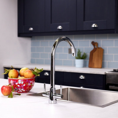FlodeHarstadDual Lever Kitchen Sink Mixer TapChrome from B&Q