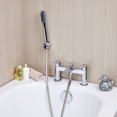 Flode Falun Bath Shower Mixer Including Handset And HolderPolished Chrome from B&Q