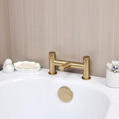 Flode Runn Bath Filler Tap Brushed Brass from B&Q