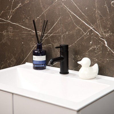 Flode Kumla Mono Basin Mixer TapMatt Black from B&Q