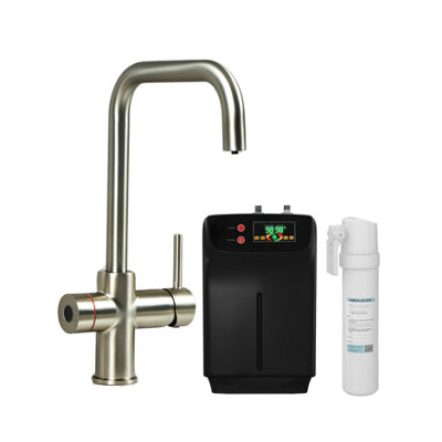 Flode Rora 3 In 1 Biometric Boiling Water Tap Brushed Steel Finish from B&Q