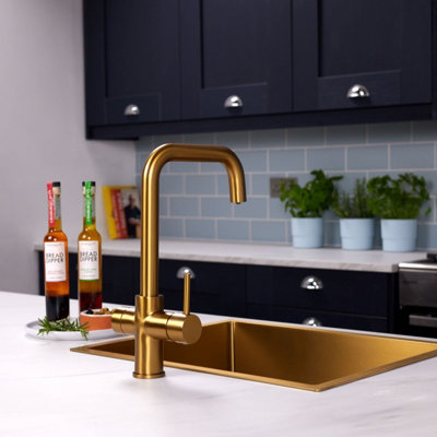 Flode Bio 4 In 1 Biometric Boiling Water Tap Brushed Gold Finish from B&Q
