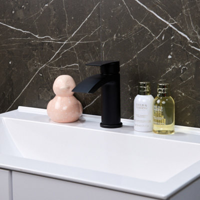 Flode Falun Mono Basin Mixer Tap Matt Black from B&Q
