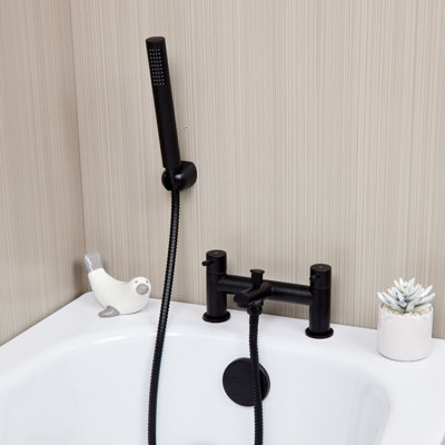 Flode Runn Bath Shower Mixer Tap Including Handset And Holder Matt Black from B&Q