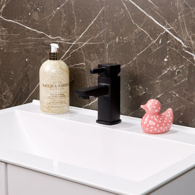 Flode Nisser Mono Basin Mixer Tap Matt Black from B&Q