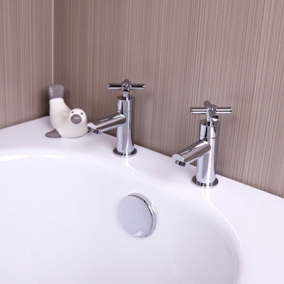 B&Q -  Isak Bath Pillar Taps Chrome