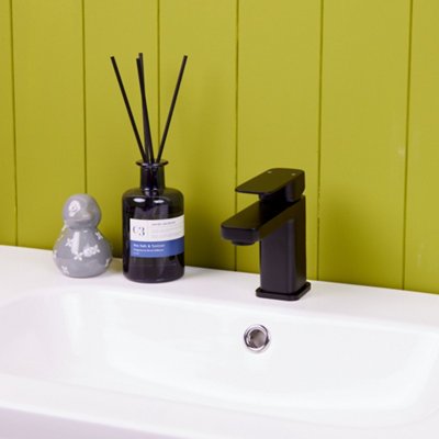 Flode Glan Mono Basin Mixer Tap Matt Black from B&Q