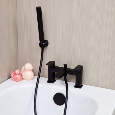 Flode Glan Bath Shower Mixer Tap Including Handset And Holder Matt Black from B&Q