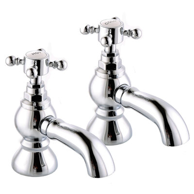 B&Q -  Flen Bath Pillar Taps Chrome