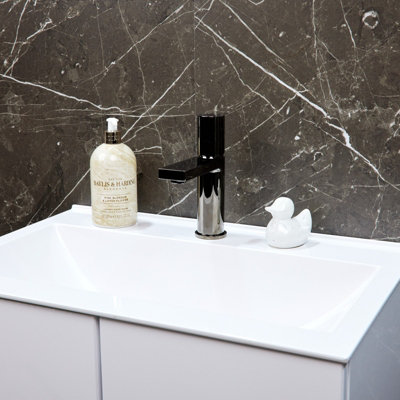 Flode Limingen Mono Basin Mixer Tap Polished Gun Metal from B&Q