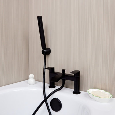 Flode Falun Bath Shower Mixer Tap Including Handset And Holder Matt Black from B&Q
